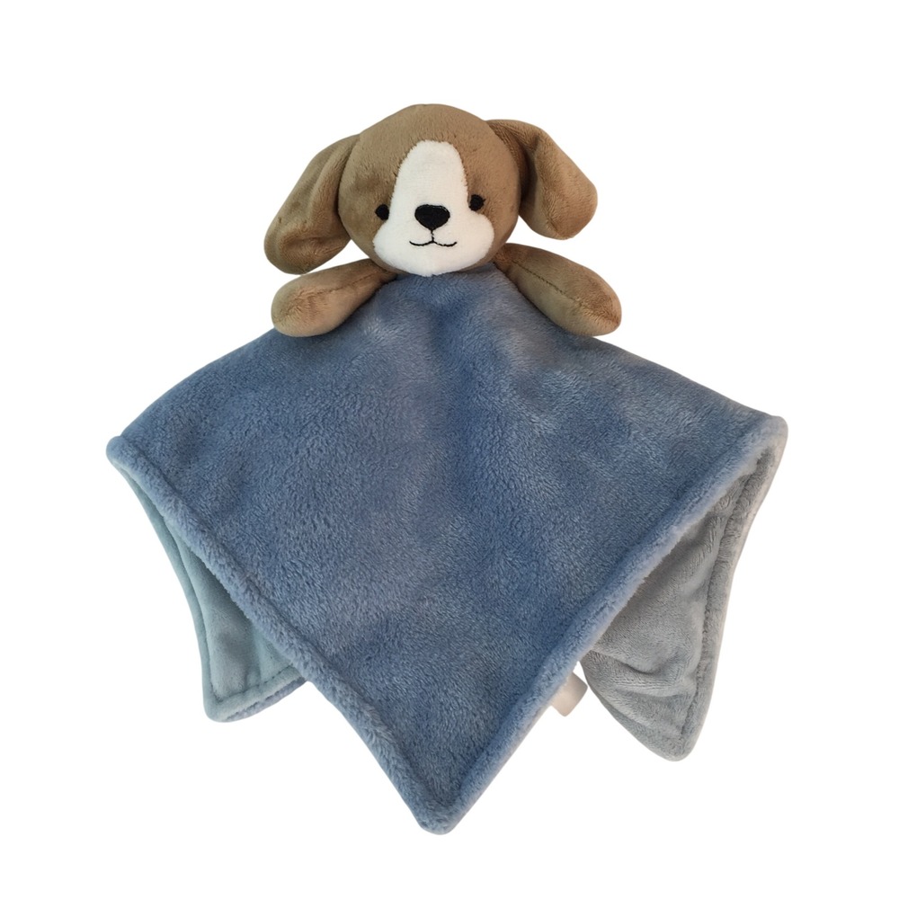 Carters Blue Brown Puppy Dog Lovey Baby Security Blanket 14" Plush Snuggler